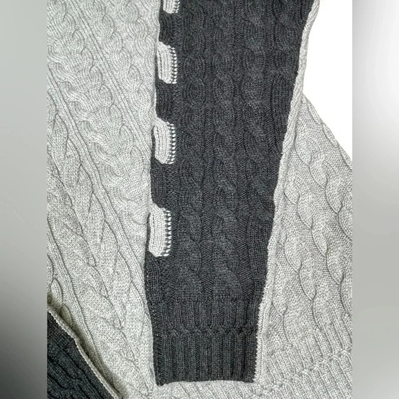 Crosby & Howard Mens Merino Wool Sweater Grandpa Gray Cable Knit Size Large - Picture 3 of 7